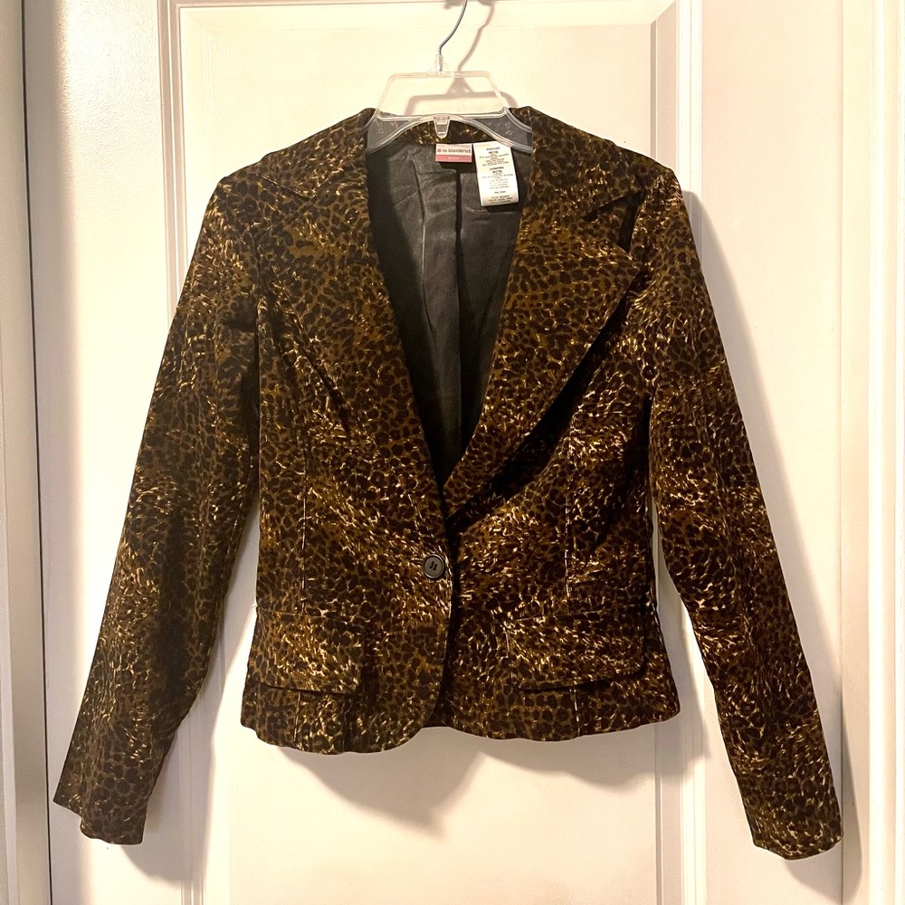 NWOT Leopard Print Blazer Fine Corduroy Jacket Coat Size M